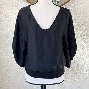 Diane Von Furstenburg DVF Silk Black Edna Top